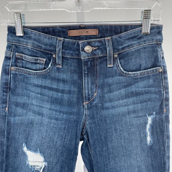 Joes Jeans Mary Blue Denim Skinny Ankle Mid Rise Distressed Torn Y2K Jeans W25 - Picture 4 of 13